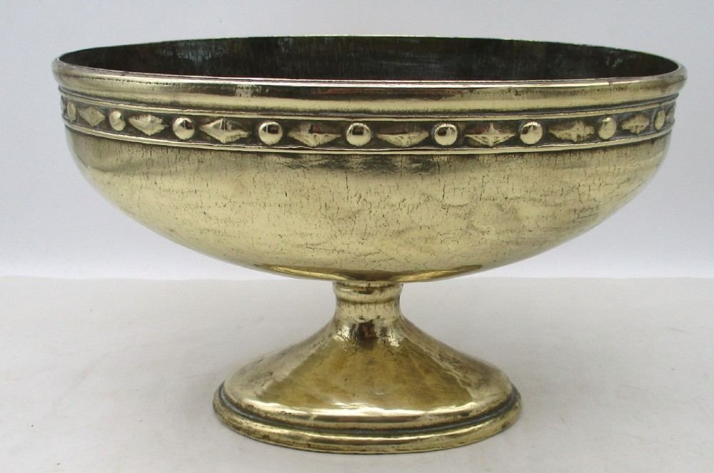 Pair of Heavy Brass Pedestal Bowls View IV