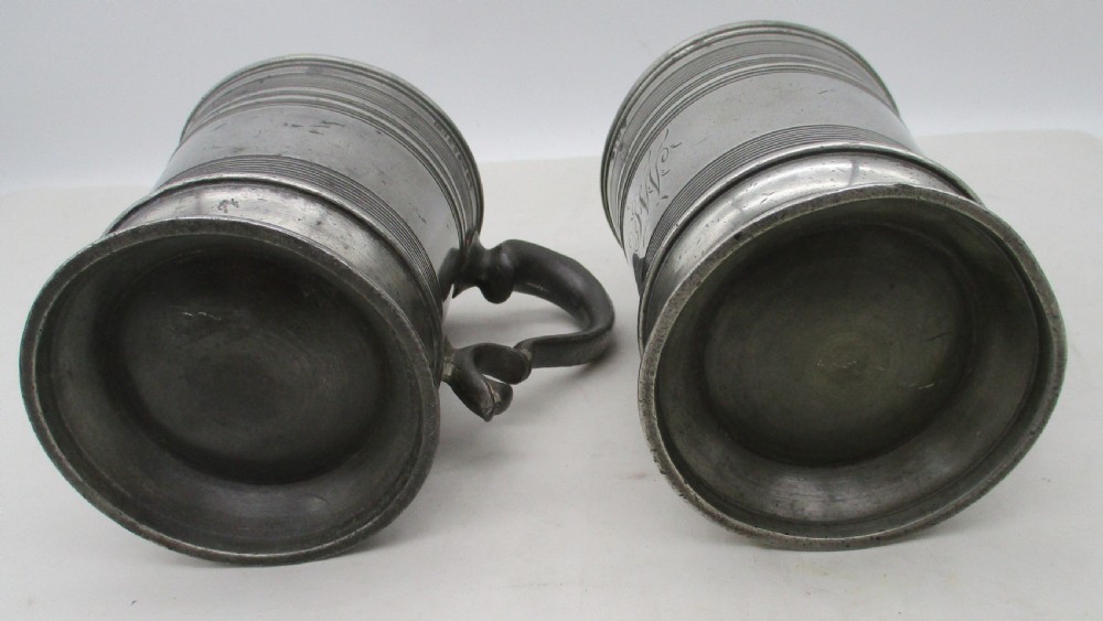 Good Pair of 19th Century Pewter Pint Tankards View IX