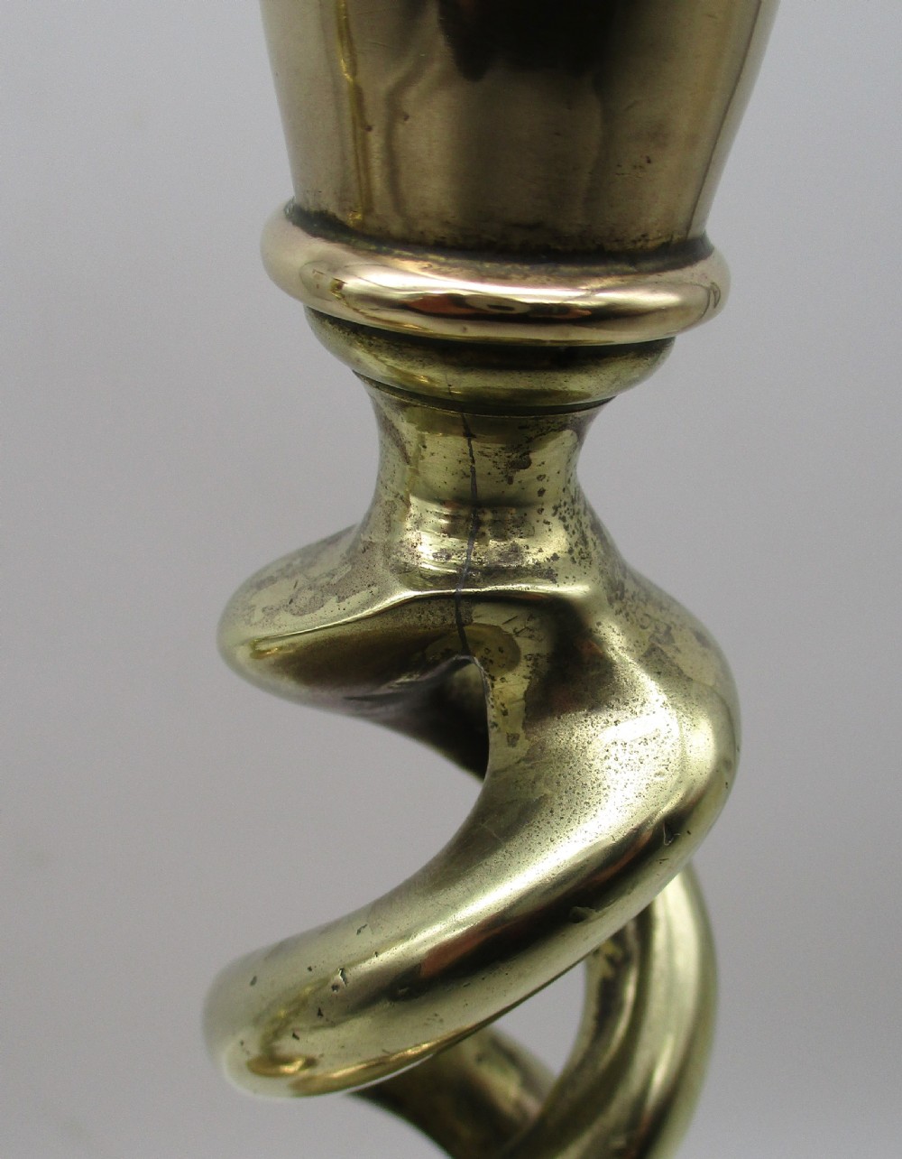 Pair of 19th Century Brass Twist Candlesticks View V