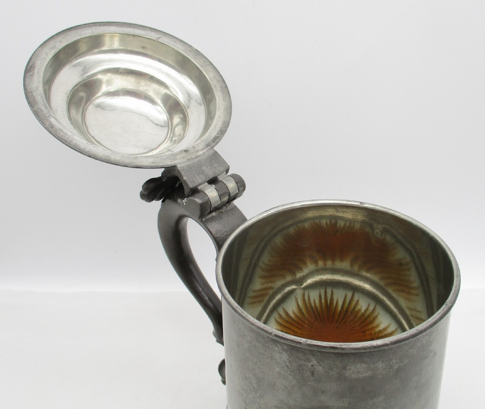 19th Century Pewter Lidded Tankard View V