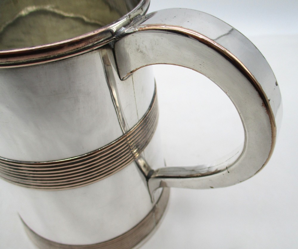 Fine Old Sheffield Plated Tankard with Glass Bottom View IV