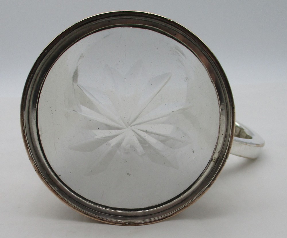 Fine Old Sheffield Plated Tankard with Glass Bottom View V