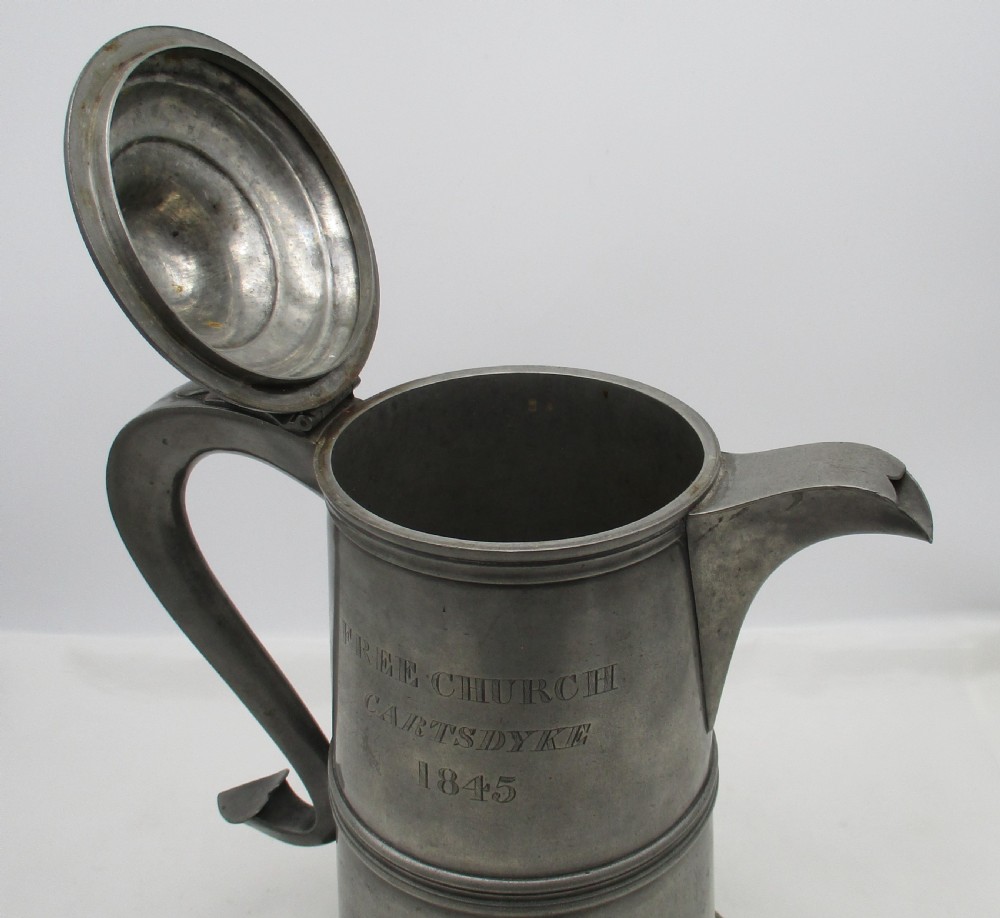 Near Pair of Very Large Pewter Communion Flagons / Jugs 1845 View VI