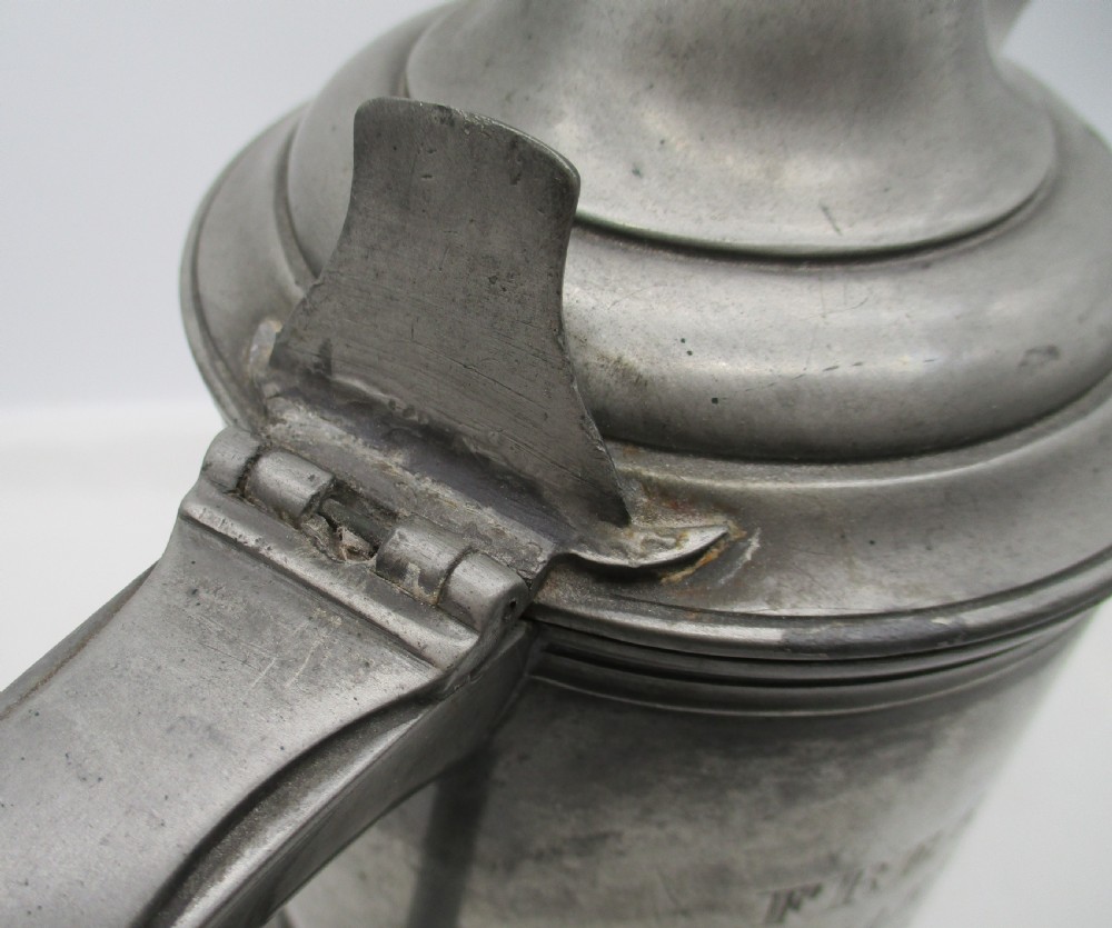 Near Pair of Very Large Pewter Communion Flagons / Jugs 1845 View VIII