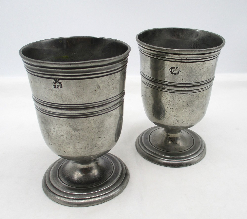 Pair of 19th Century Pewter Beakers - Ipswich Mark