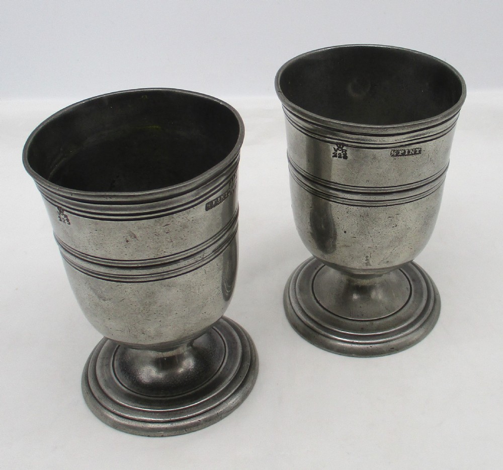 Pair of 19th Century Pewter Beakers - Ipswich Mark View II