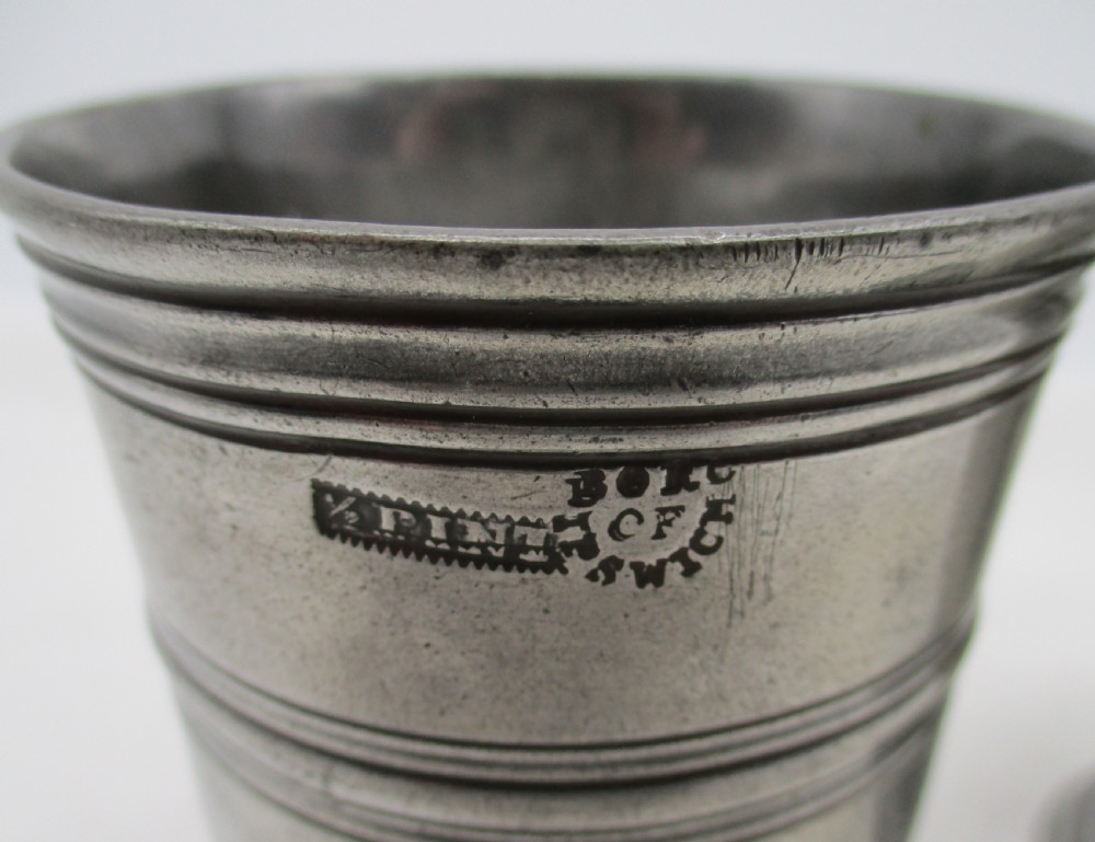 Pair of 19th Century Pewter Beakers - Ipswich Mark View VI