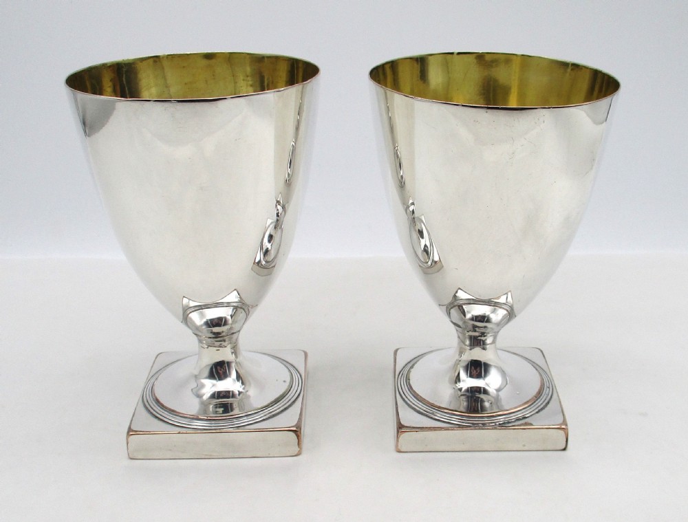 Rare Pair of Old Sheffield Plated Cider / Beer Goblets 