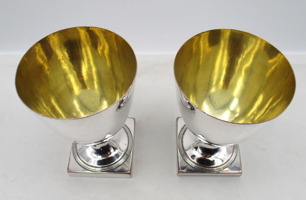 Rare Pair of Old Sheffield Plated Cider / Beer Goblets  View III