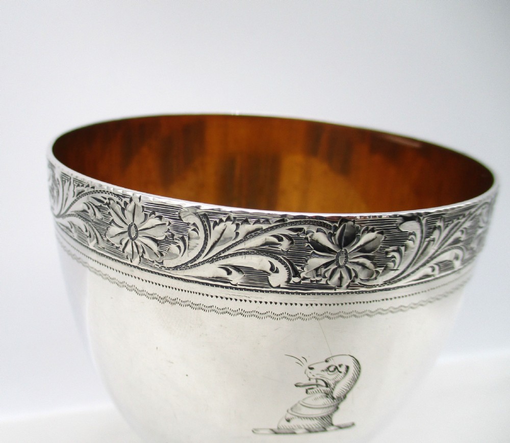 Large Old Sheffield Plated Wine Goblet with Crest View III