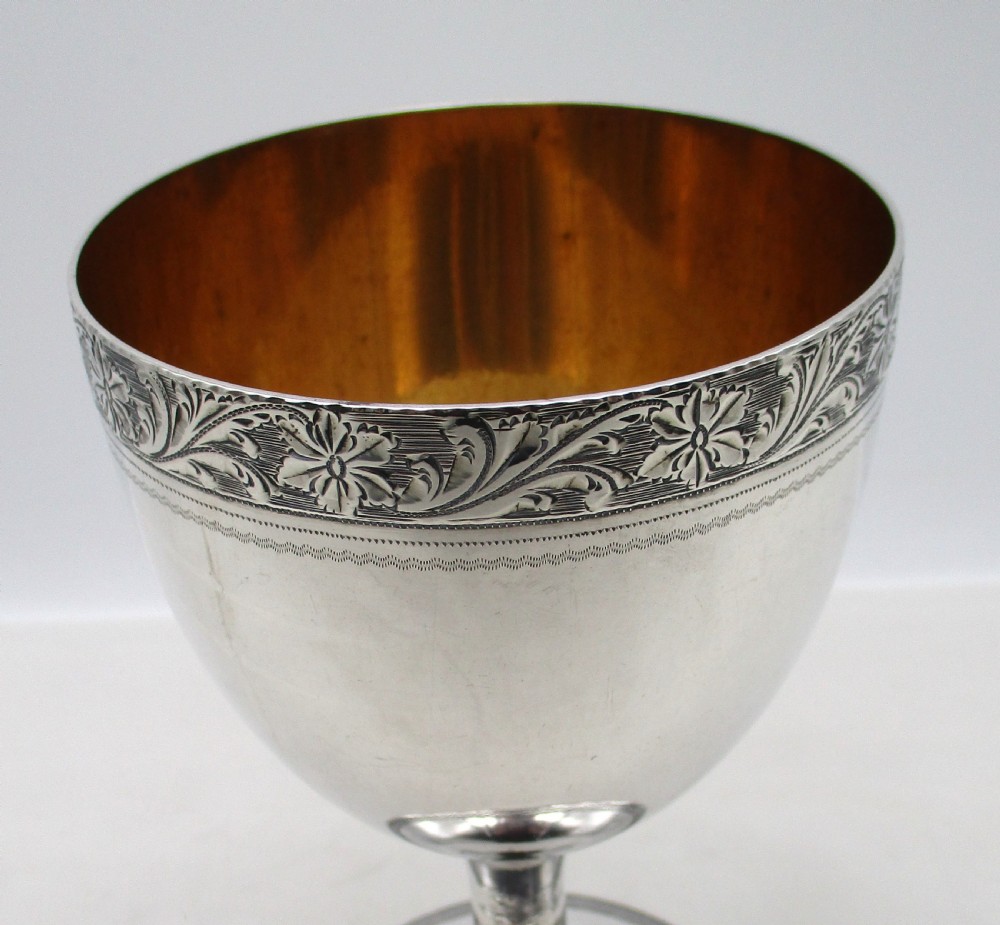 Large Old Sheffield Plated Wine Goblet with Crest View VI