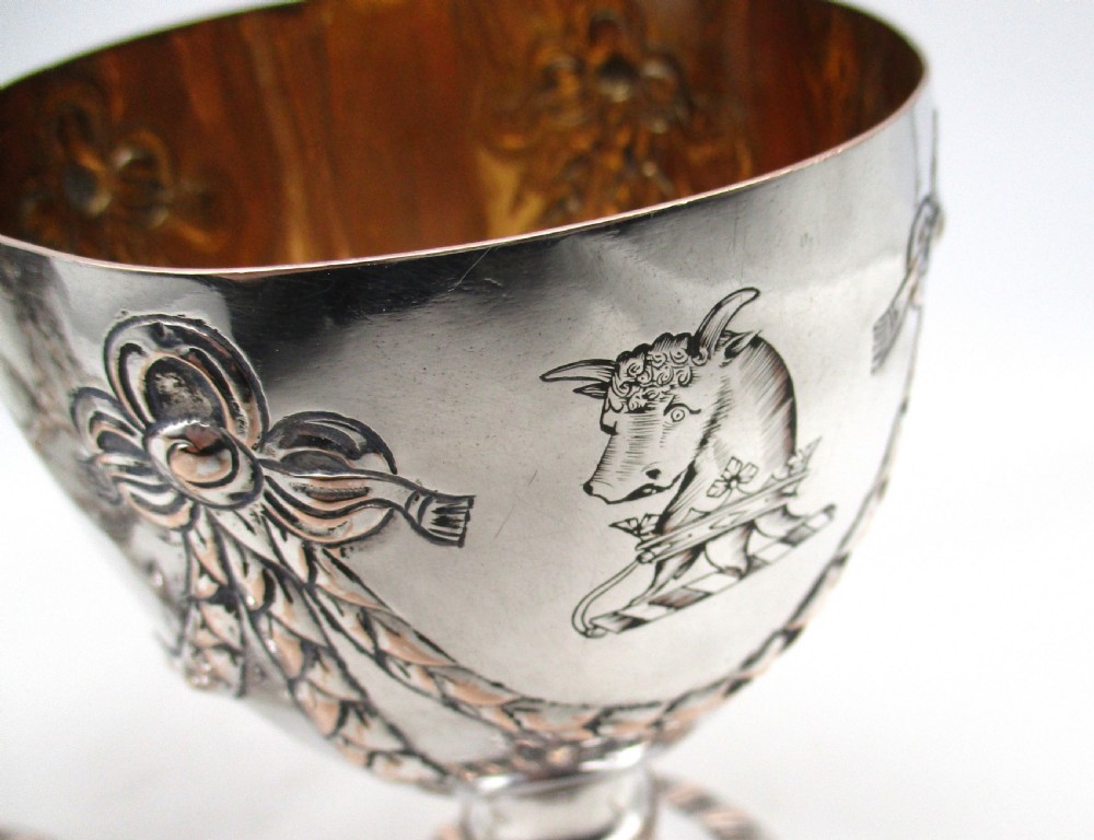 Rare Pair of Old Sheffield Plated Wine Goblets c1780 View III