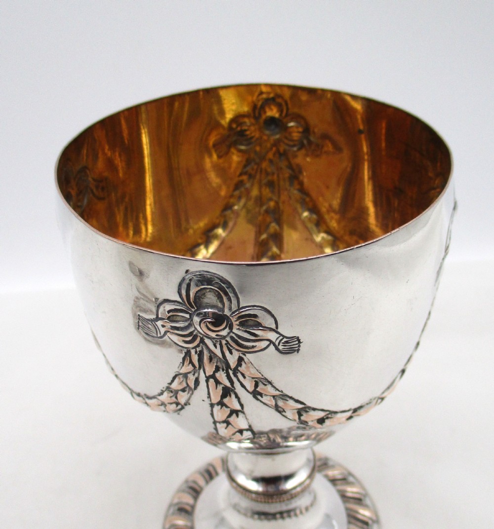 Rare Pair of Old Sheffield Plated Wine Goblets c1780 View IV