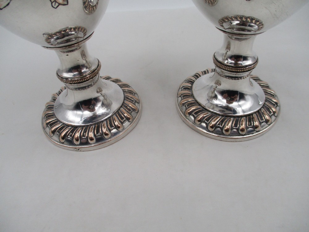 Rare Pair of Old Sheffield Plated Wine Goblets c1780 View VI