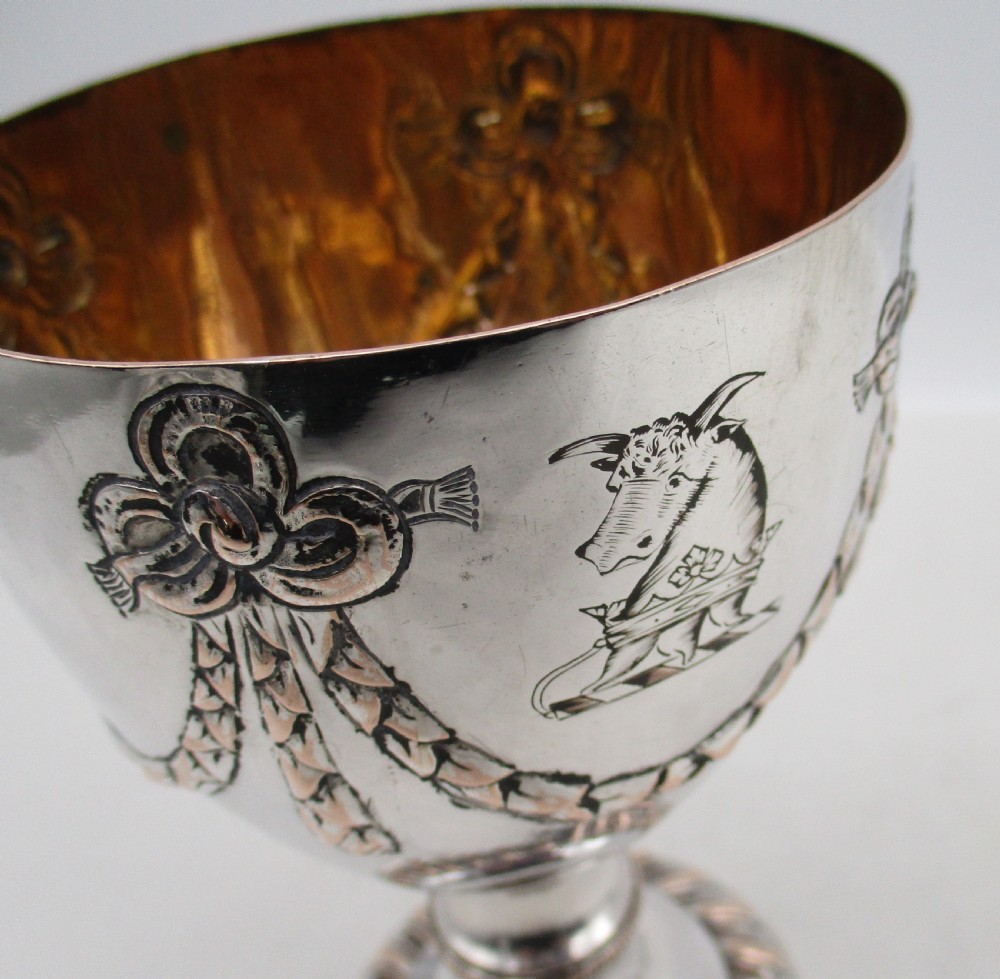 Rare Pair of Old Sheffield Plated Wine Goblets c1780 View X