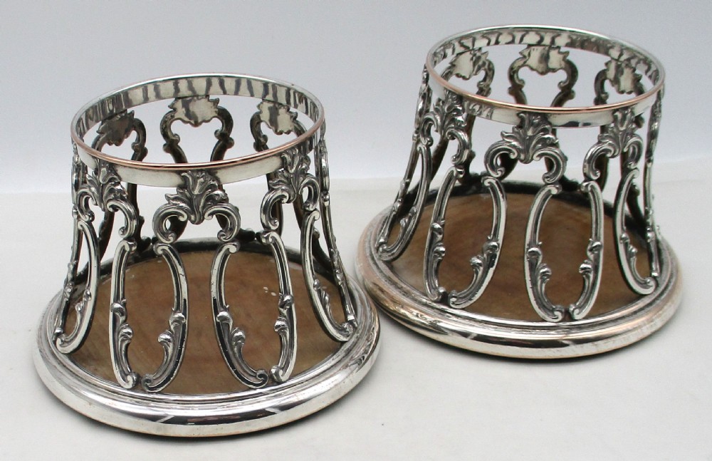 Unusual Pair of Old Sheffield Plated Wine Bottle Coasters View II