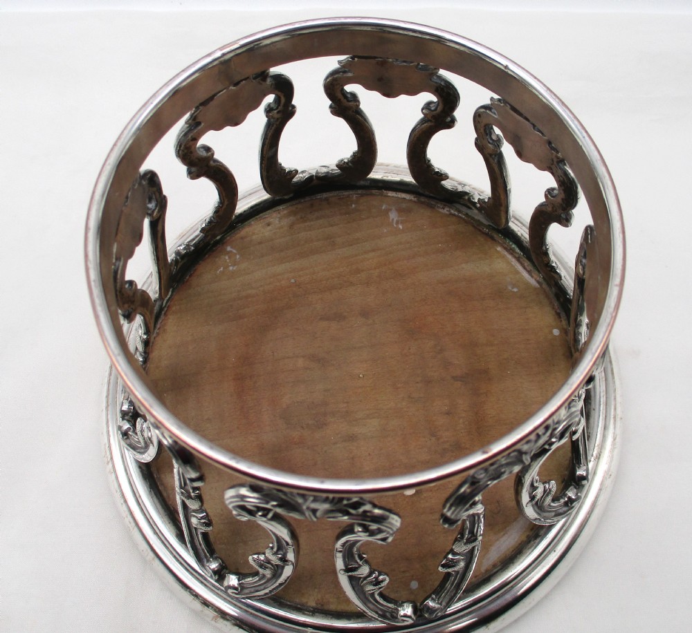 Unusual Pair of Old Sheffield Plated Wine Bottle Coasters View IV