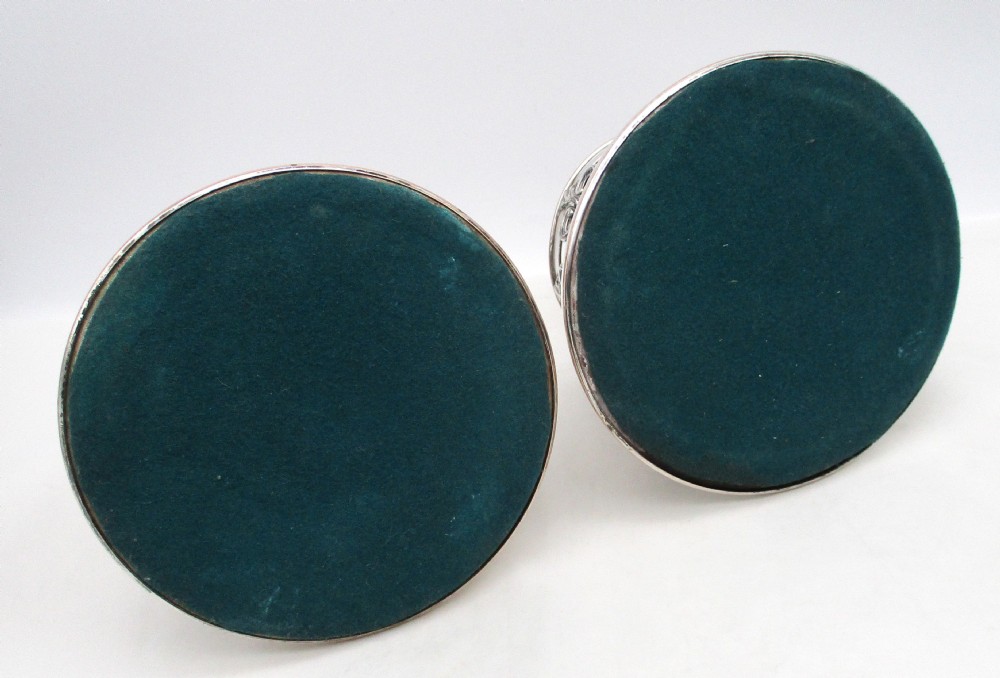 Unusual Pair of Old Sheffield Plated Wine Bottle Coasters View VI