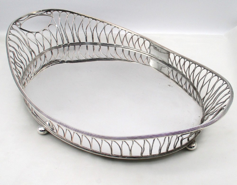 Rare 18th Century Old Sheffield Plated Wirework Tray View II