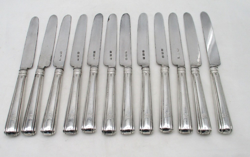 Set of 12 Silver Handled Dessert Knives 1812 - Moses Brent