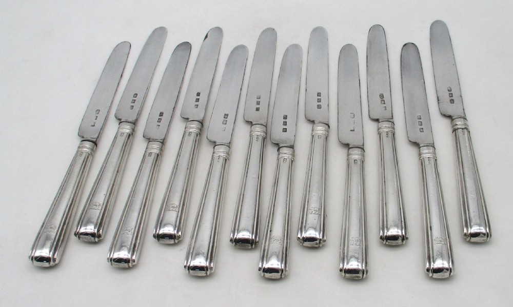 Set of 12 Silver Handled Dessert Knives 1812 - Moses Brent View II