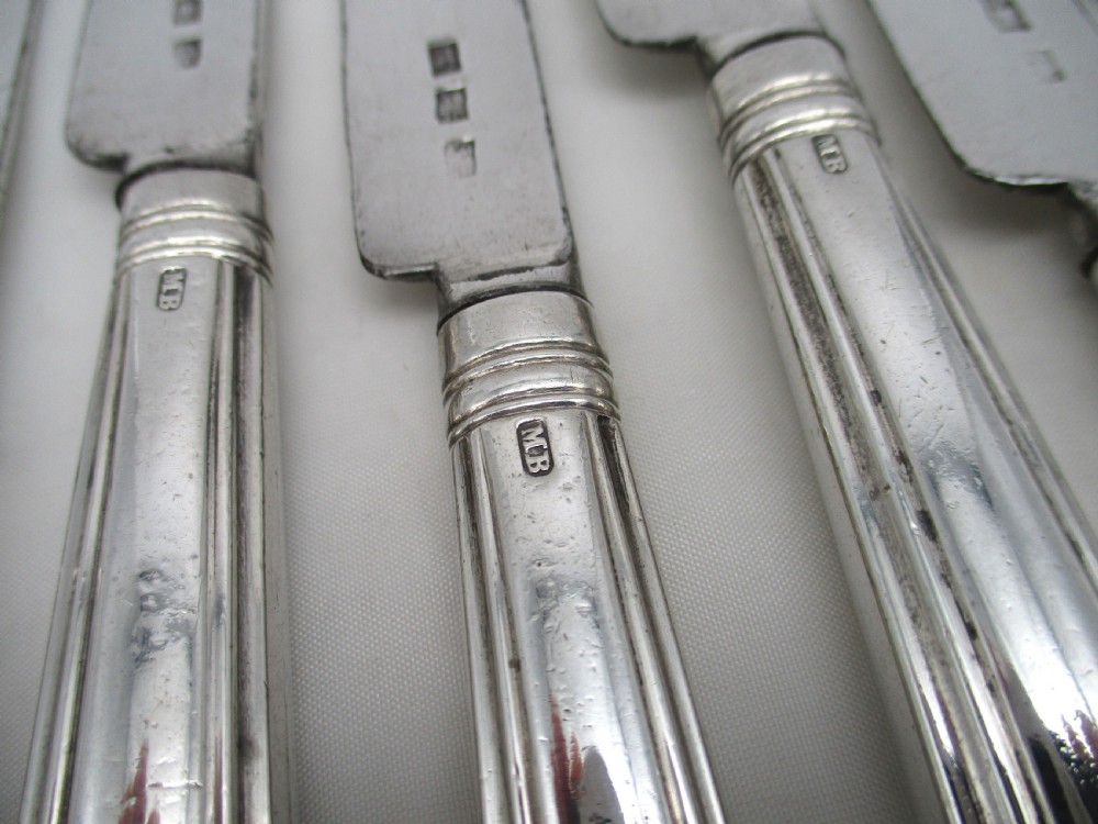 Set of 12 Silver Handled Dessert Knives 1812 - Moses Brent View III