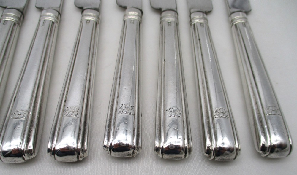 Set of 12 Silver Handled Dessert Knives 1812 - Moses Brent View VIII