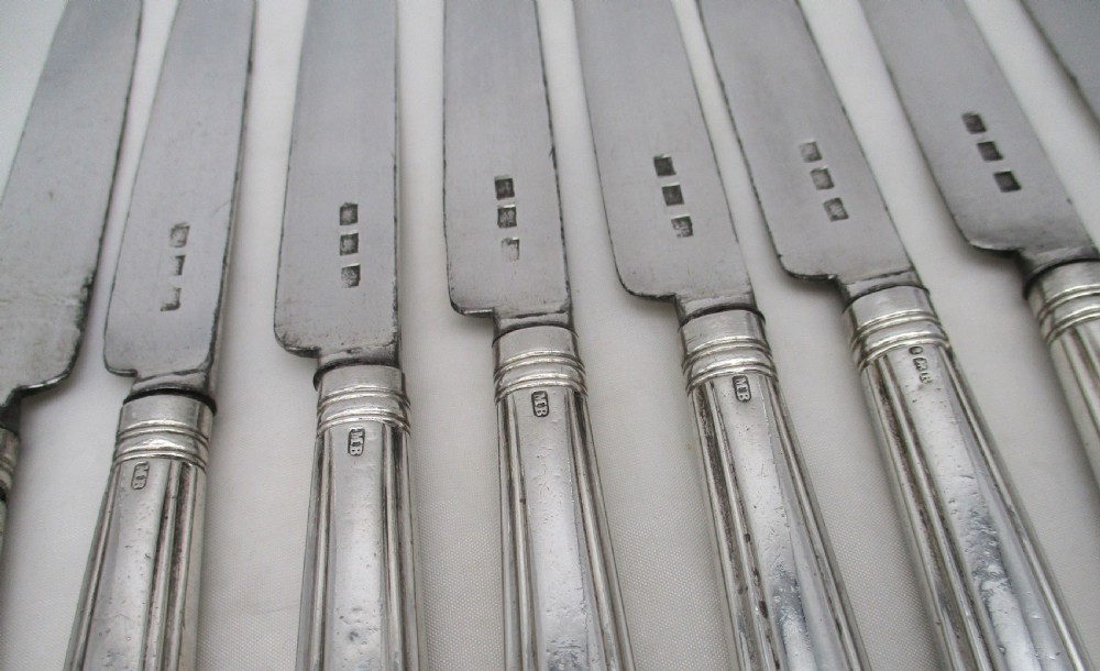 Set of 12 Silver Handled Dessert Knives 1812 - Moses Brent View IX