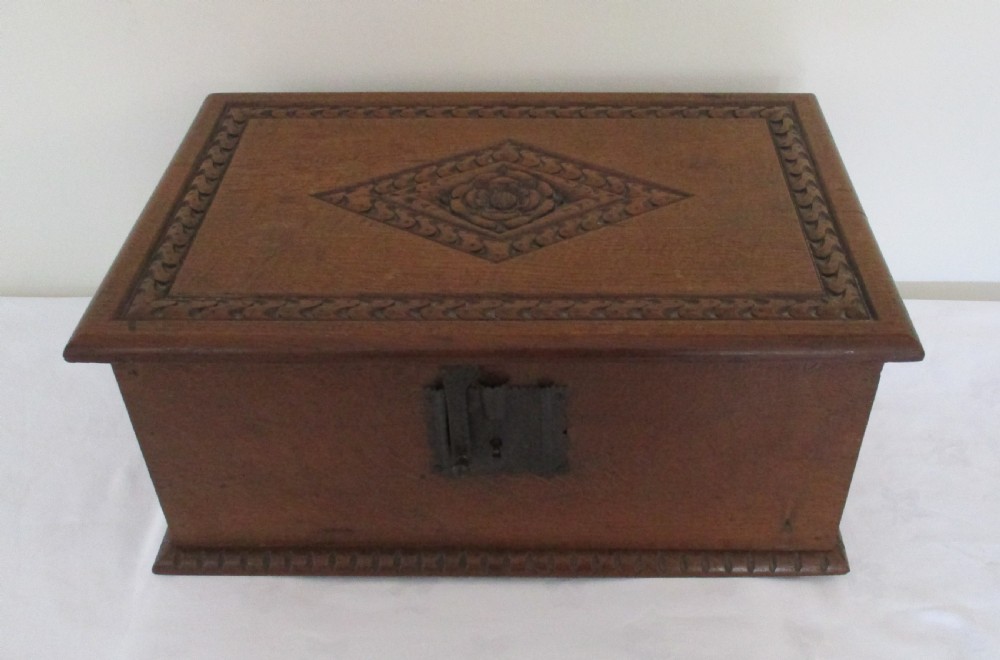 Carved Oak Bible Box - Provenance Belton House, Lincolnshire
