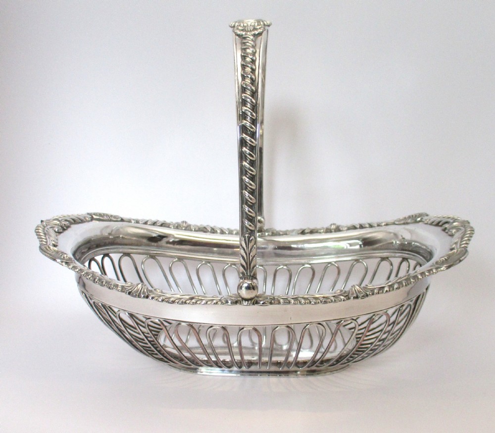 Small Fine Old Sheffield Plated Wirework Basket View III