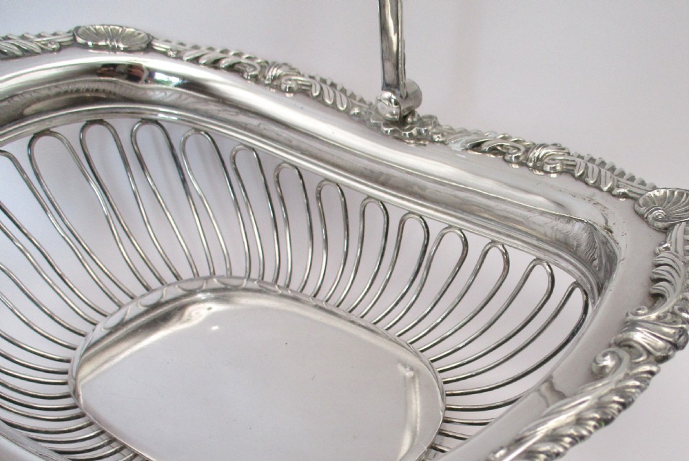 Small Fine Old Sheffield Plated Wirework Basket View IV
