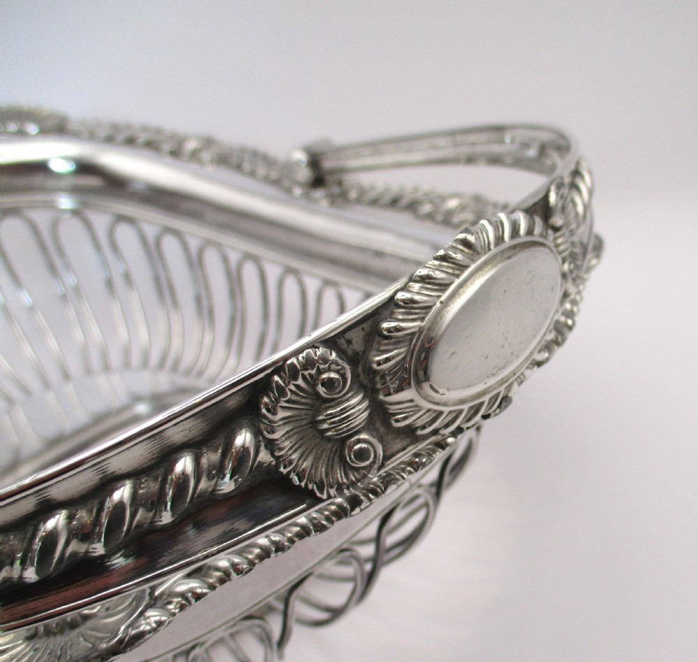Small Fine Old Sheffield Plated Wirework Basket View VI