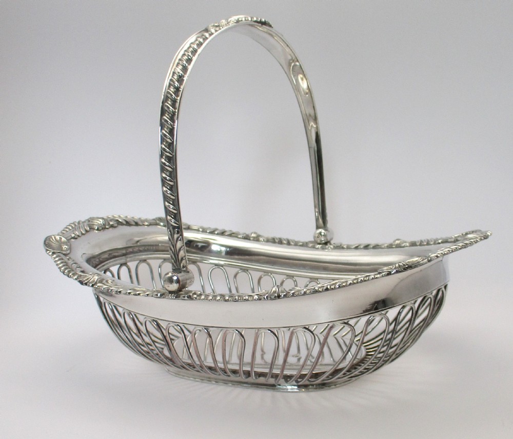 Small Fine Old Sheffield Plated Wirework Basket View VIII