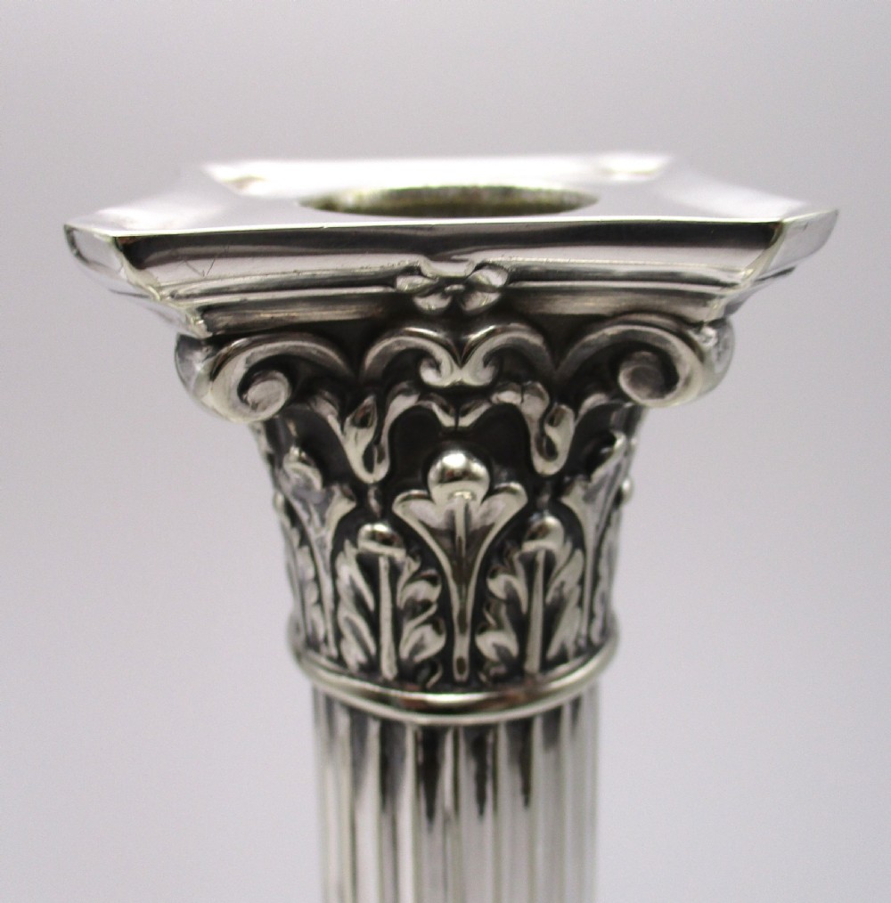 Pair of Silver Plated Column Candlesticks by Mappin & Webb View IV