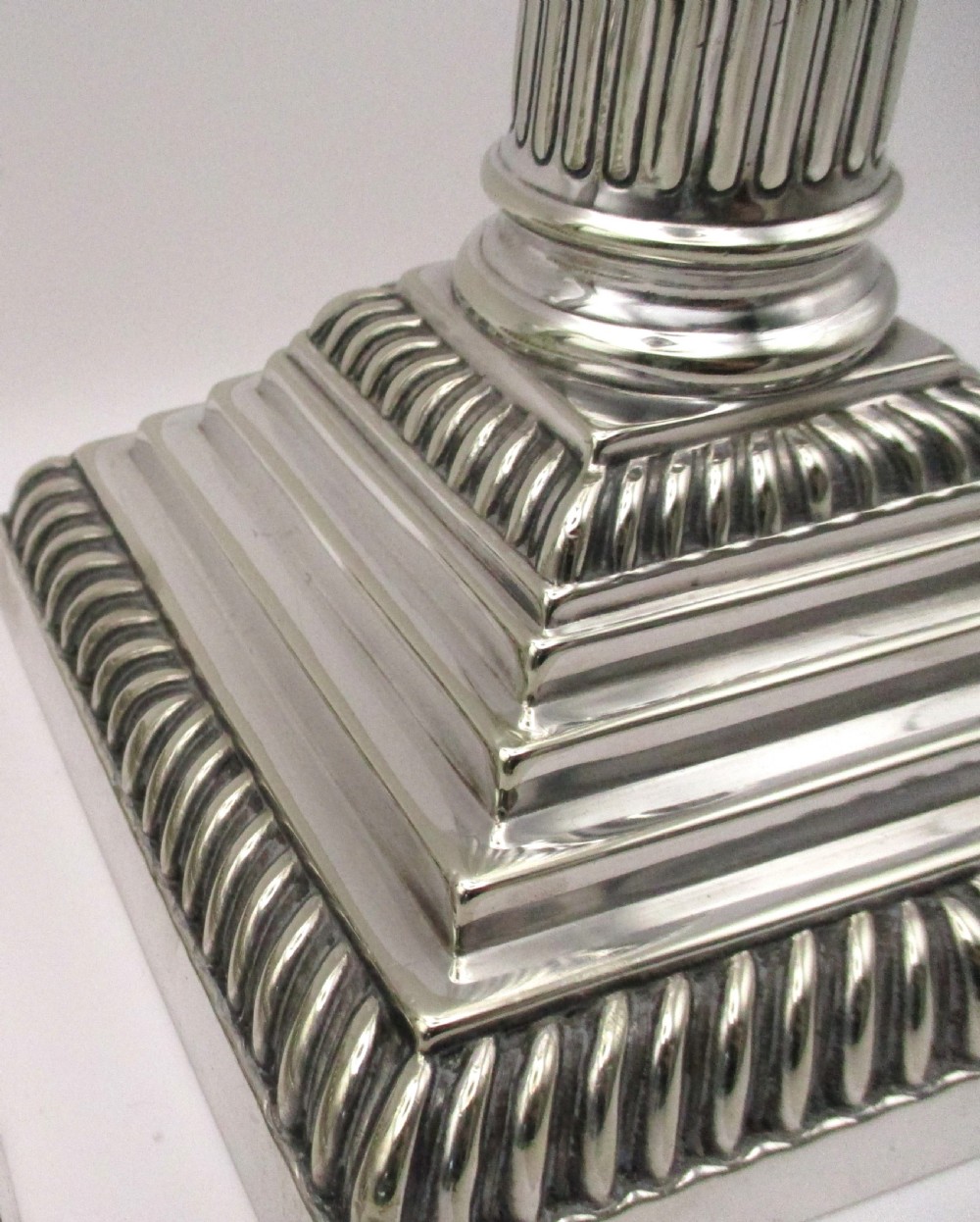 Pair of Silver Plated Column Candlesticks by Mappin & Webb View VI