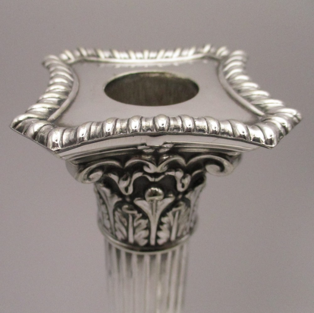 Pair of Silver Plated Column Candlesticks by Mappin & Webb View VII