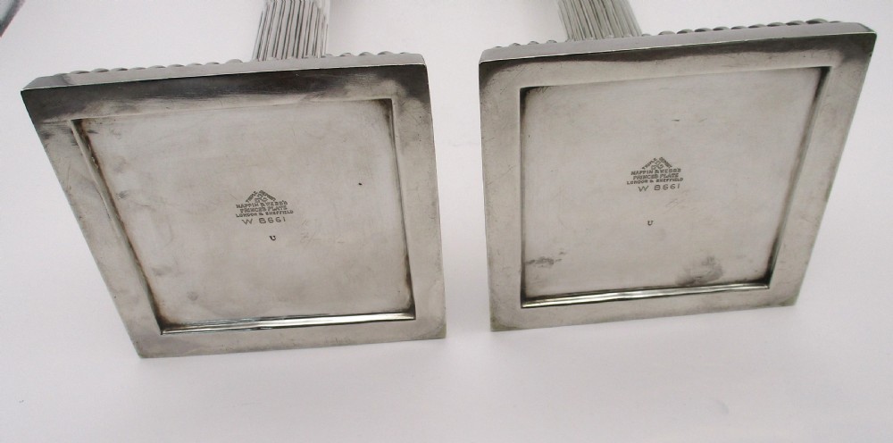 Pair of Silver Plated Column Candlesticks by Mappin & Webb View IX