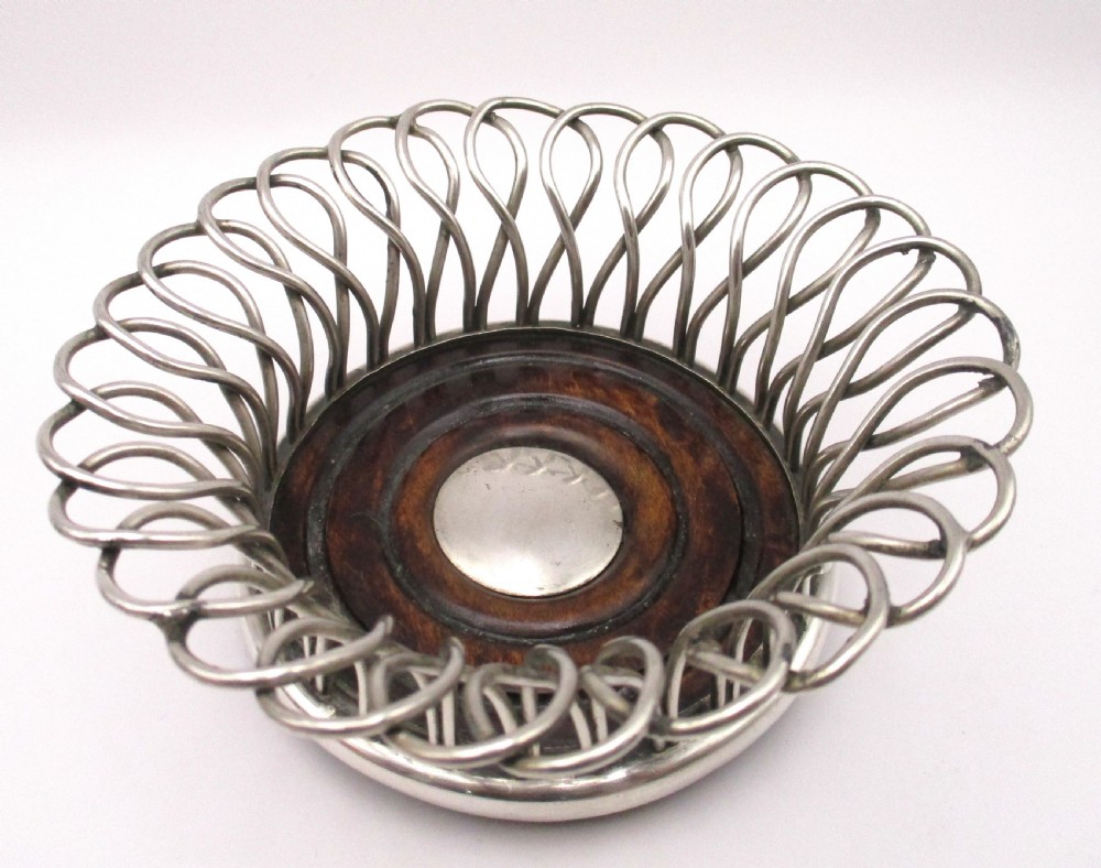 Small Pair of Old Sheffield Plated Wirework Glass Coasters View II