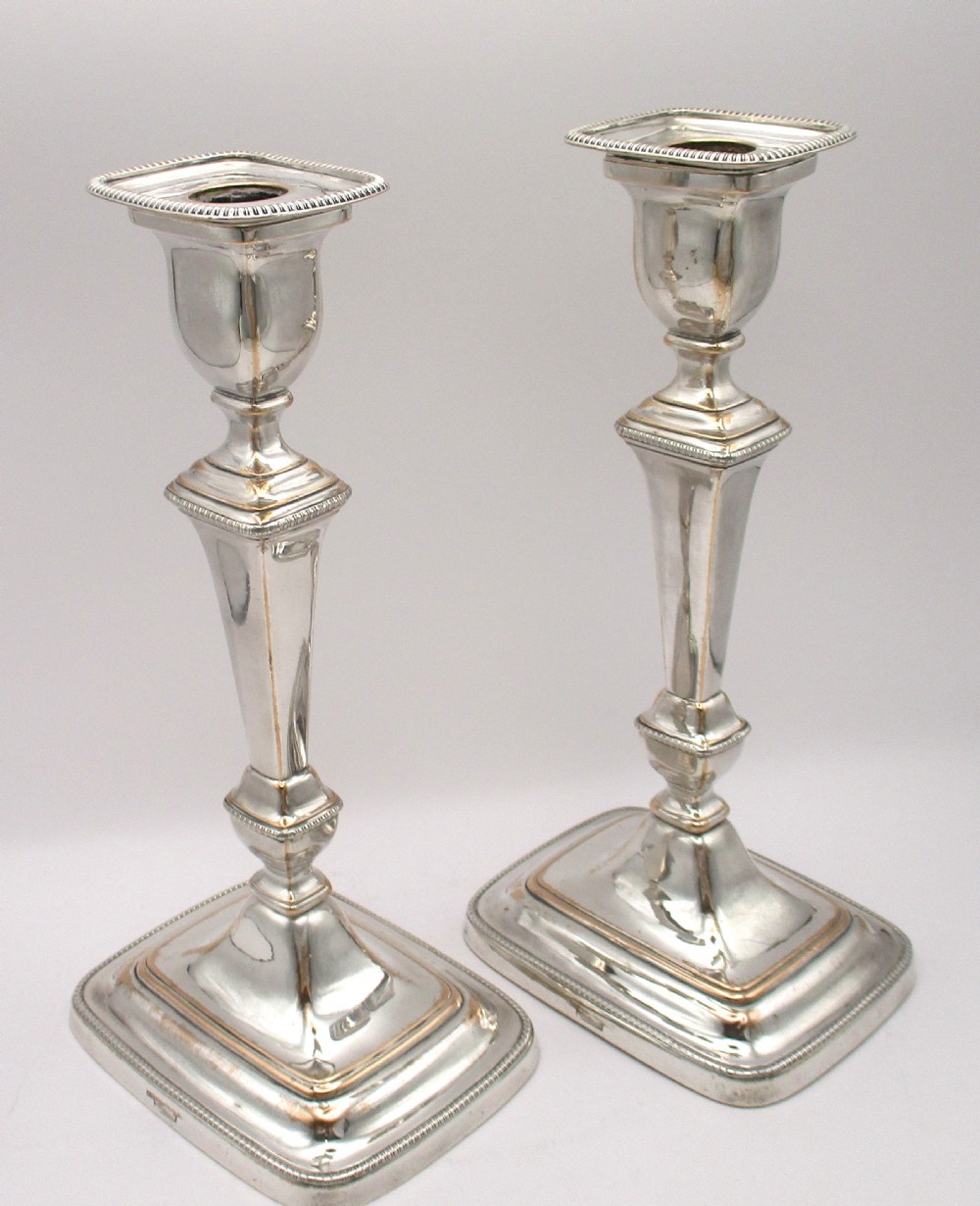 Pair of Old Sheffield Plated Candlesticks c1800