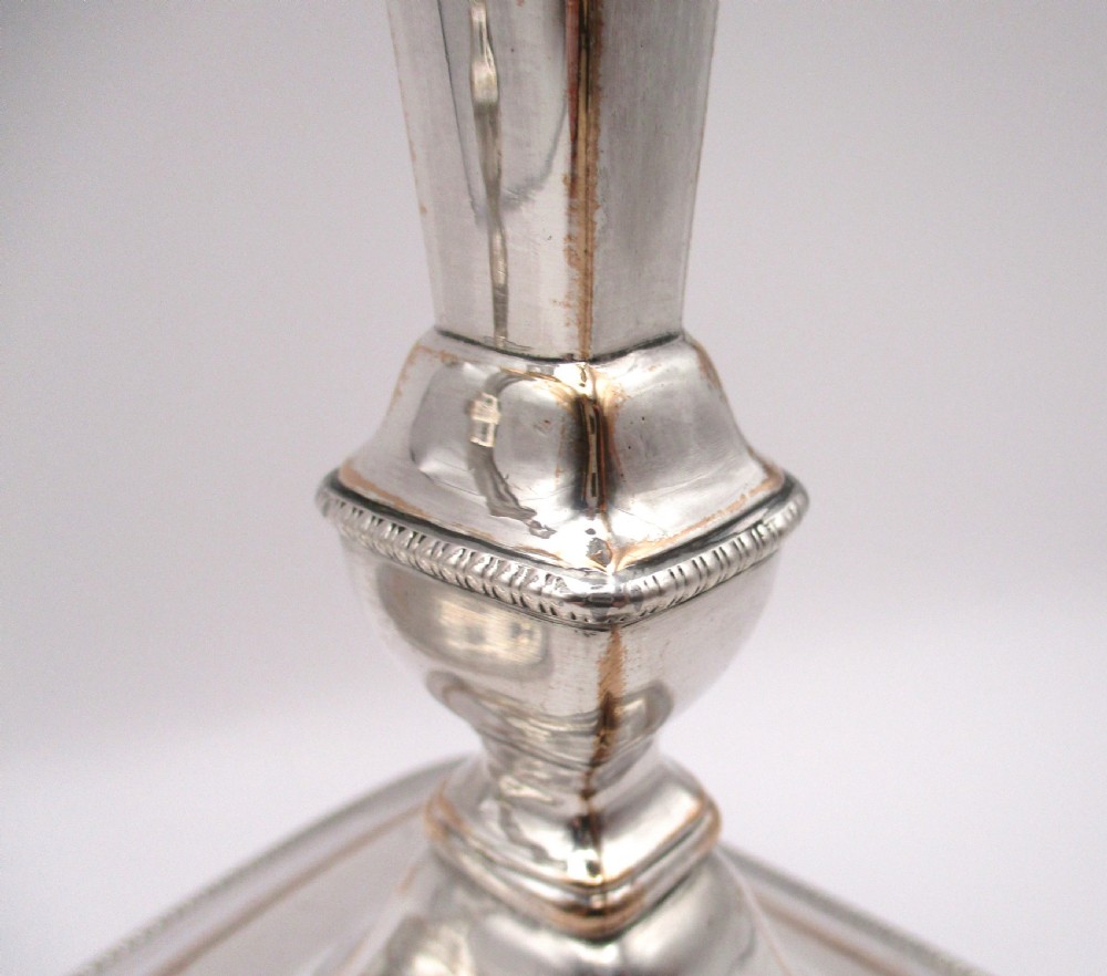 Pair of Old Sheffield Plated Candlesticks c1800 View V