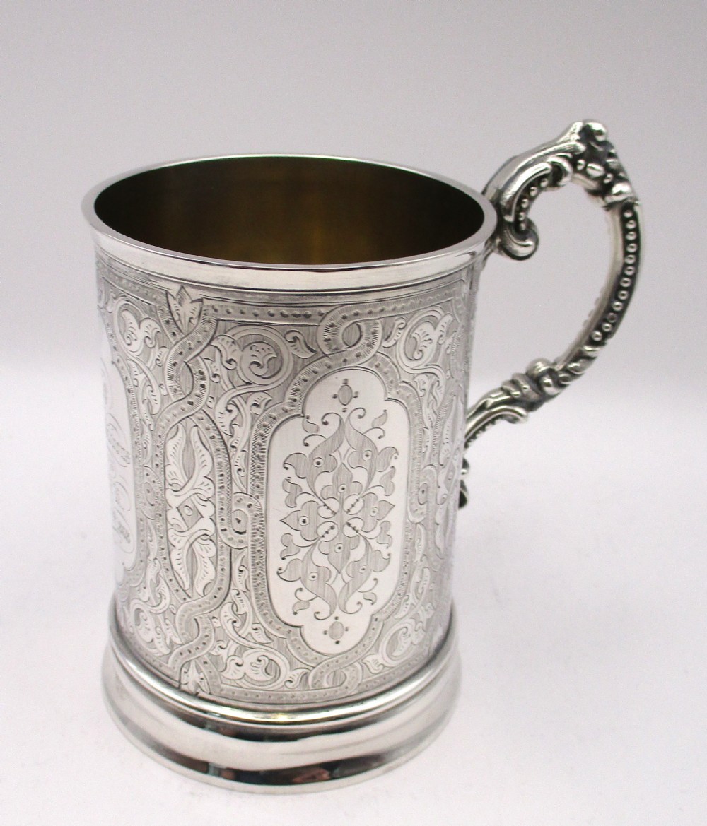 Victorian Solid Silver Tankard -  William Hunter 1869 View II