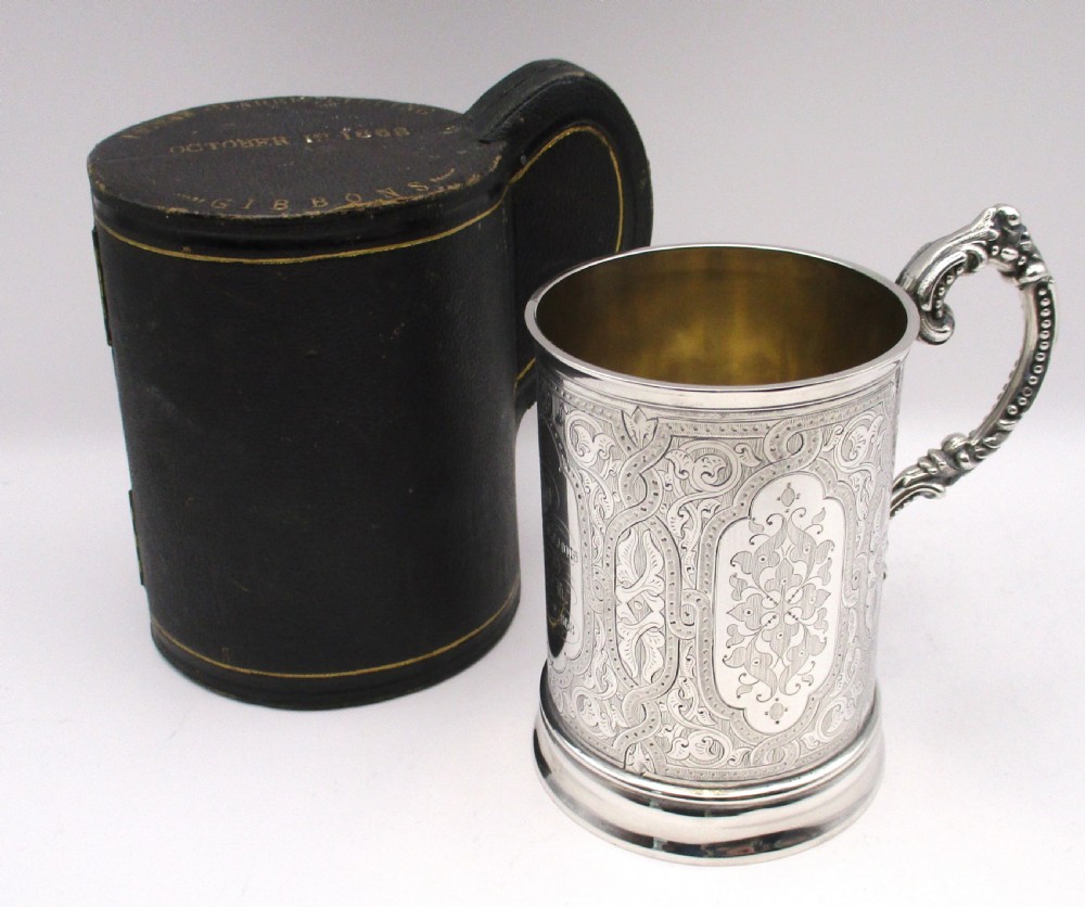 Victorian Solid Silver Tankard -  William Hunter 1869 View III