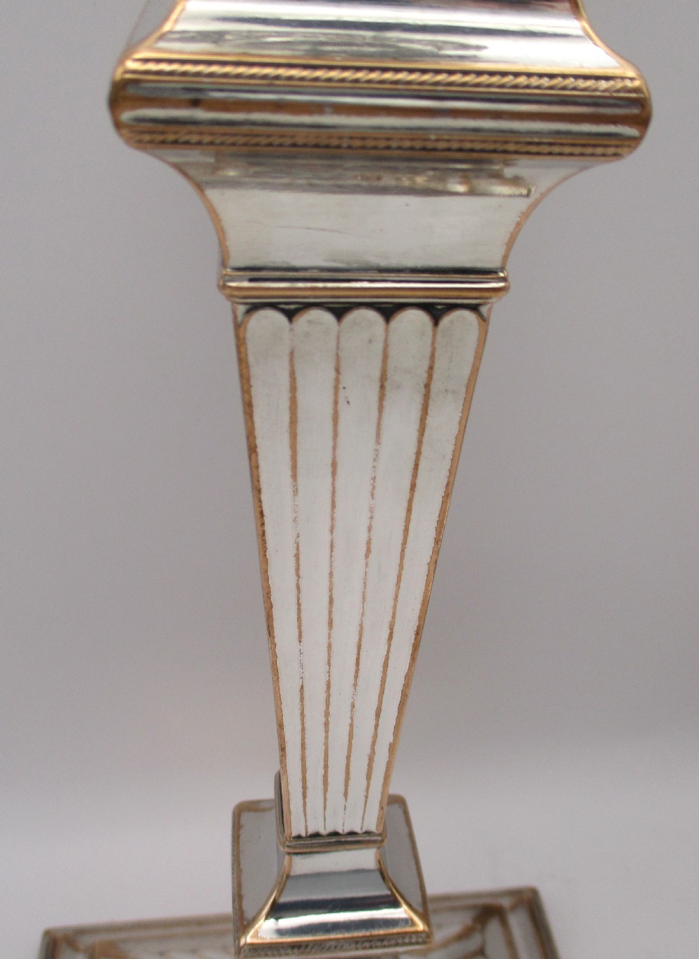 Tall Pair of Old Sheffield Plated Candlesticks View V