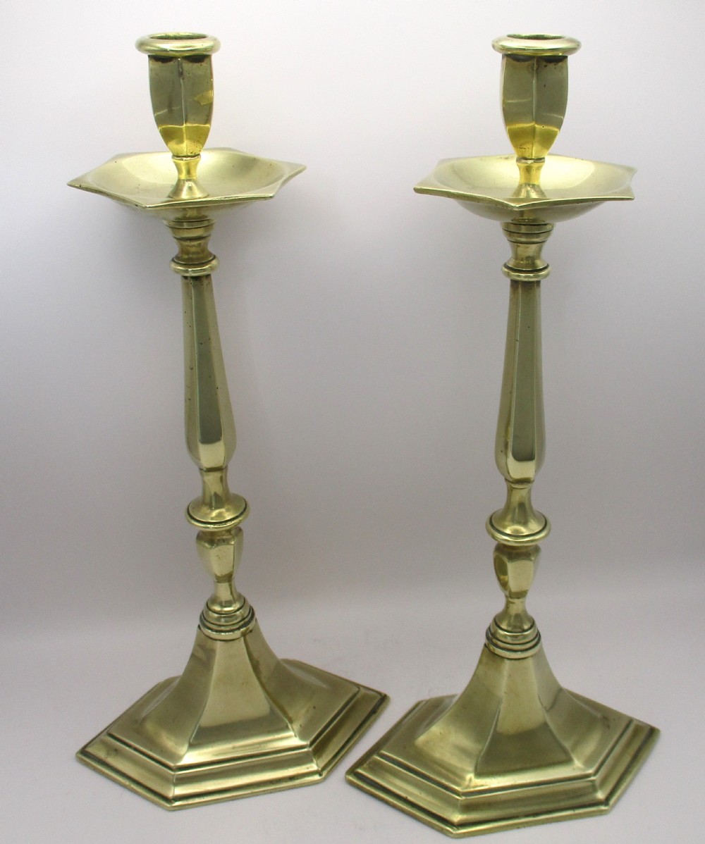 Pair of Brass Church Candlesticks c1900 View II