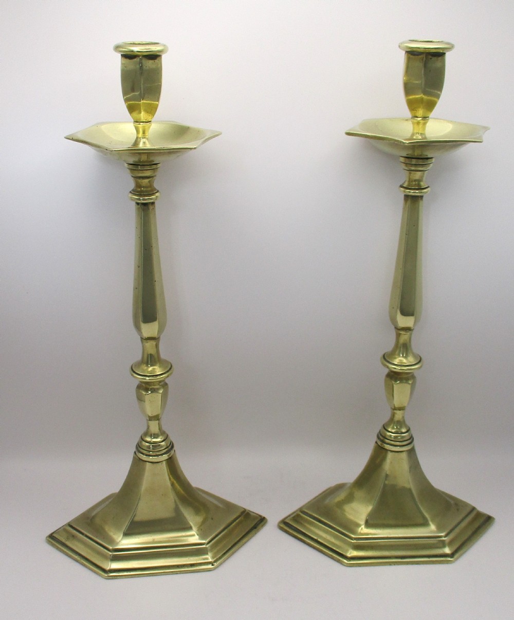Pair of Brass Church Candlesticks c1900 View III