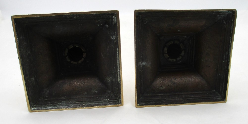 Pair of Early 19th Century Brass Column Candlesticks View V
