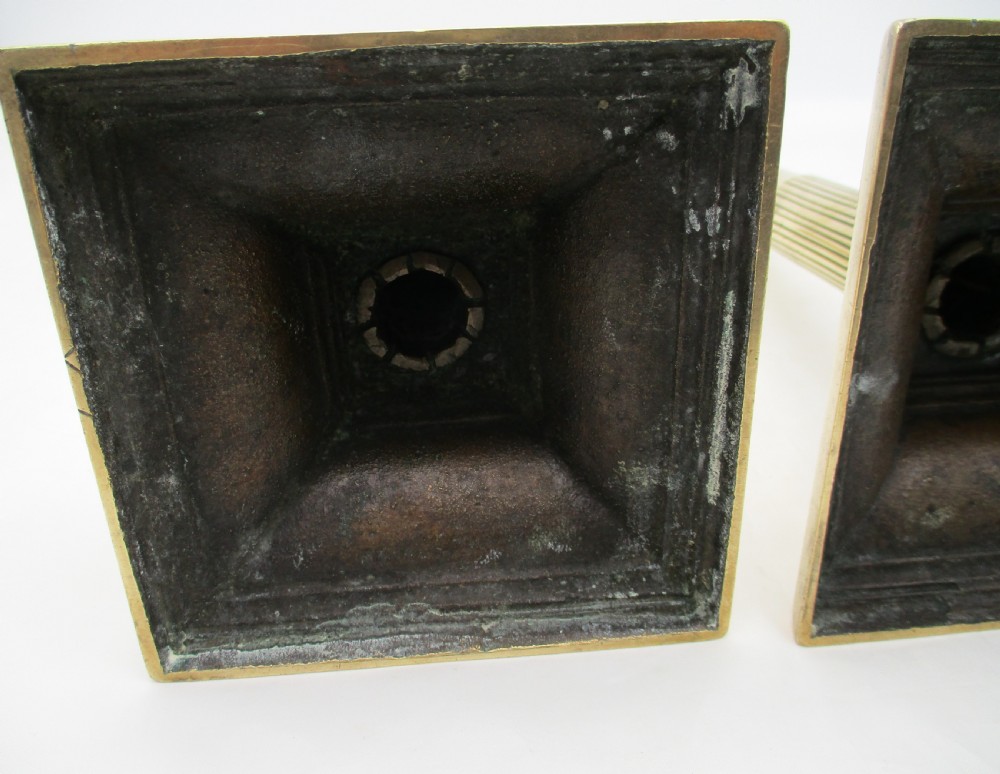 Pair of Early 19th Century Brass Column Candlesticks View VII