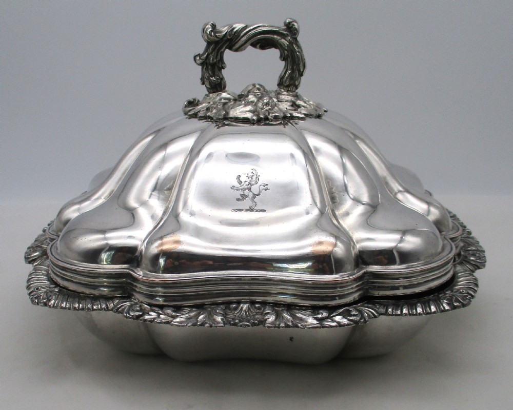 Fine Square Old Sheffield Plated Dome Topped Entree Dish/ Tureen