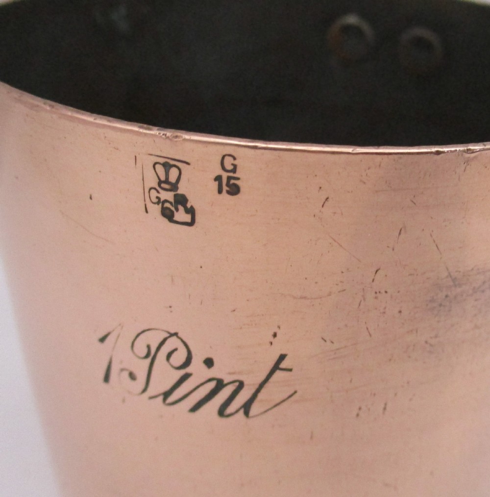 A Good Copper Pint Rum Measure View II