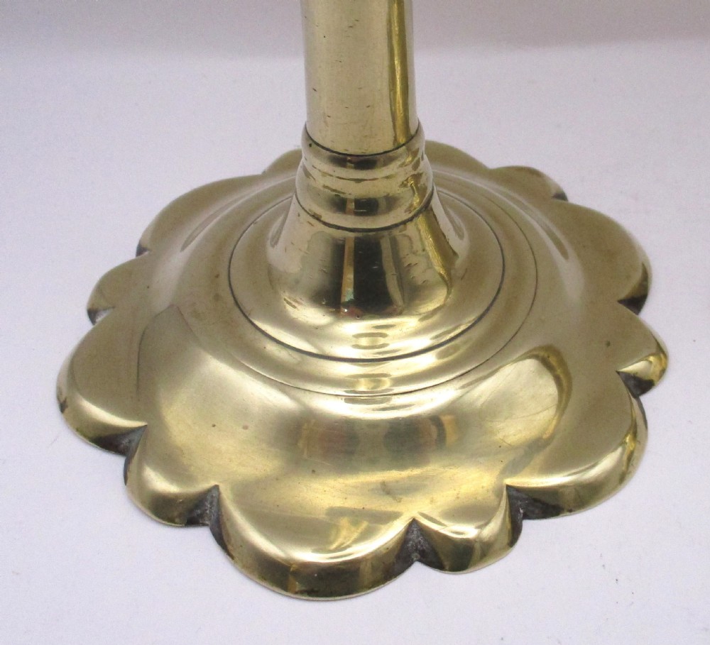 A Pair of Tall Georgian Brass Candlesticks View IV